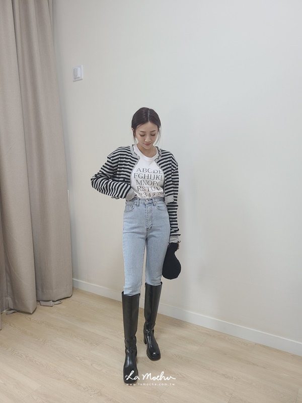 木耳邊拉鍊條紋外套(闆娘.花花清單)